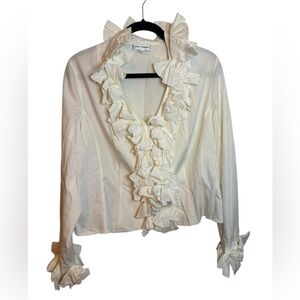 Anne Fontaine White Kimmy Ruffle Bustier Blouse